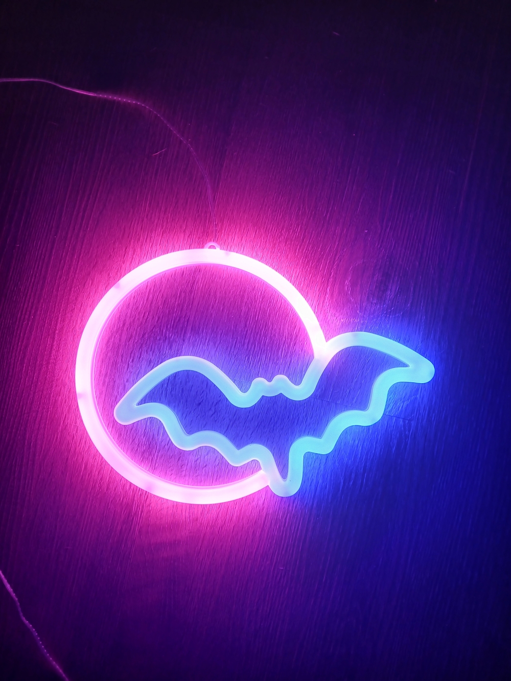 Neon Bat Wall Light - Pink & Blue LED Halloween Decor